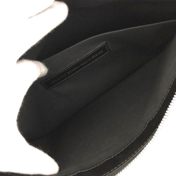 BALENCIAGA Navy Clip M Black Canvas Leather Clutch Bag - Picture 4 of 9